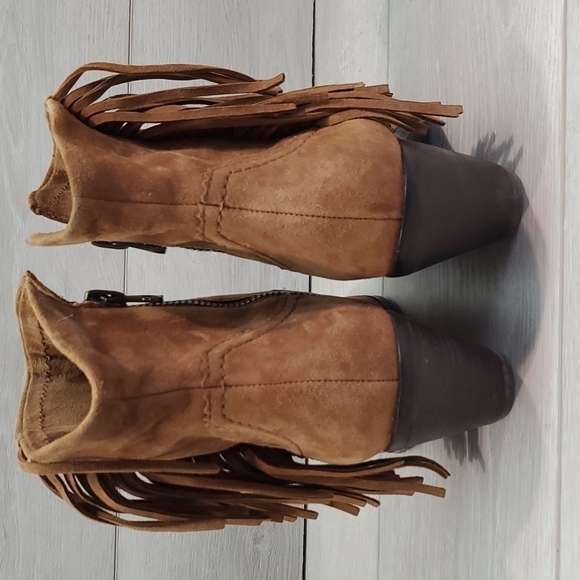 Sam Edelman Womens Louie Western Fringle Ankle Suede Booties shoes sz 8 - Picture 6 of 16